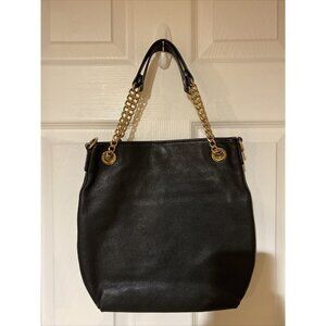 Michael Kors Black Leather Chain Shoulder Hobo Bag